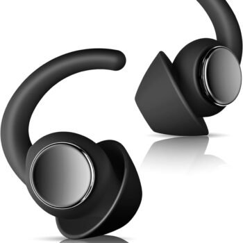 Ear Plugs for Sleeping Noise Cancelling, Reusable Earplugs for Sleep, Concerts, Travel, Work, Study&Focus, SNR 30dB Silicone Earplugs 2 Pairs (Black-Silver)