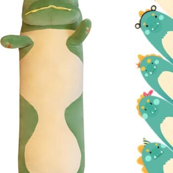 29.53'' Dinosaur Plush Pillow Toy Dinosaur Stuffed Animal Sleeping Pillow Cute Cartoon Soft Long Body Pillow Gift for Kids (Green)