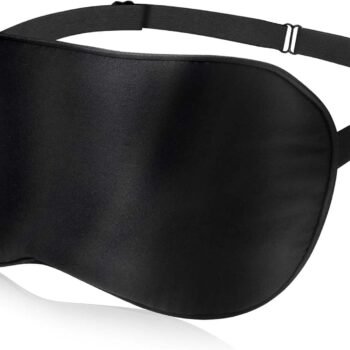 Black Silk Sleep Mask, 100% Natural Mulberry Silk Eye Mask with Adjustable Strap for Women and Men, Ultra-Soft Eye Covers for Sleeping, Travel, Nap