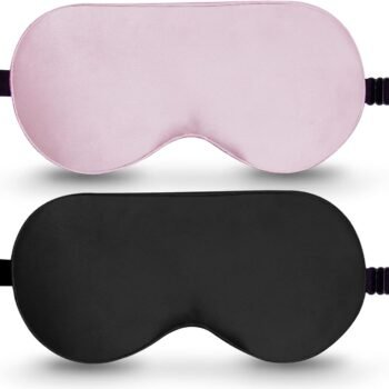 Sleep Mask, 2 Pack 100% Real Natural Pure Silk Eye Masks with Adjustable Strap for Sleeping, Mulberry Silk Eye Sleep Shade Cover, Block Light Reduces Puffy Eyes Traveling Gifts