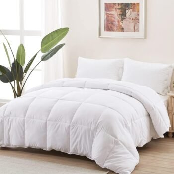 Duvet Insert Queen Comforter - Fluffy Down Alternative Fill Hotel Collection Comforter for Queen Bed,Lightweight Soft All Season Duvet Insert with Corner Tabs - Machine Washable,White,90x90
