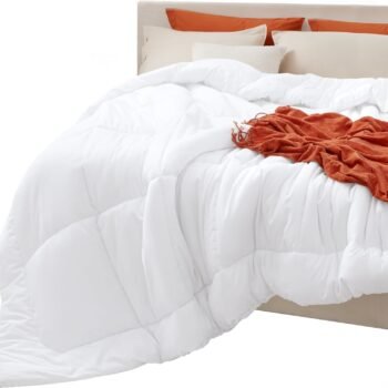 Comforters Queen Size - Duvet Insert Contrast GentleSoft™ Down Alternative Comforter Quilted All Season Duvet with 8 Tabs, Machine Washable, Gifts for Women, White, Queen 88 x 88 Inches