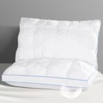 Luxury Hotel Goose Feather Pillow, 100% Cotton, Soft Support Pillow, Suitable for Sleepers on The Back, Sides, and Stomach, Set of 2 Queen Size Bed Pillows (16" x 28")