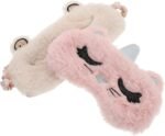 2Pcs Cartoon Sleep Eye Masks for Home Use Lightweight Eye Shades for Deep Sleep Breathable and Comfortable and White for Relaxation