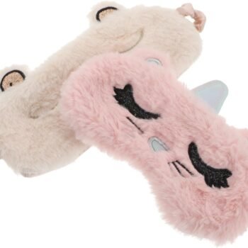 2Pcs Cartoon Sleep Eye Masks for Home Use Lightweight Eye Shades for Deep Sleep Breathable and Comfortable and White for Relaxation