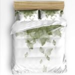 Abstract Sage Green Floral Comforter Cover Queen, 4 Piece Bedding Set with Zipper Closure All Season Duvet Cover for Child Girls Boys, Breathable, Soft Minimalism Art Watercolor Printed