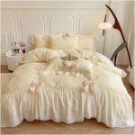 Duvet Cover Sets, Ruffle Bedding Set Ruffle Duvet Cover Set Cozy 4 Piece Bedding Set(D,2.0m Bed 4pcs)