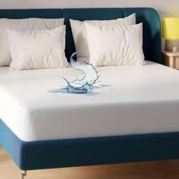 (Queen, Polyester) Waterproof Mattress Pad Protector Queen 60x 80 Breathable Vinyl Free Noiseless Deep Pocket Bed Smooth Jersey Mattress Pad Cover Fully Fitted 8-50cm Ultra Thin