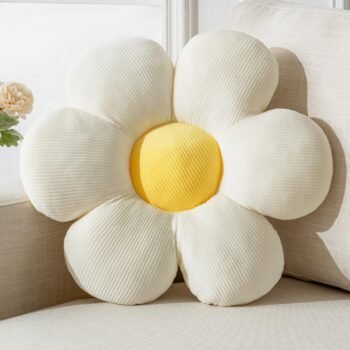 Flower Pillow, Daisy Flower Shaped Pillow Cushion six Petal 15.75" Floor Pillows White Home Decorative Pillows for Bed, Sofa, Couch