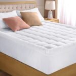 Quilted Fitted Premium Mattress Pad Queen Size Pillow Top Mattress Topper Elastic Fitted Fluffy Mattress Protector Mattress Cover Stretches up to 16 Inches DeepMachine Washable