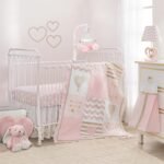 Pink/Gold Girl Heart 4 Piece Crib Bedding Set